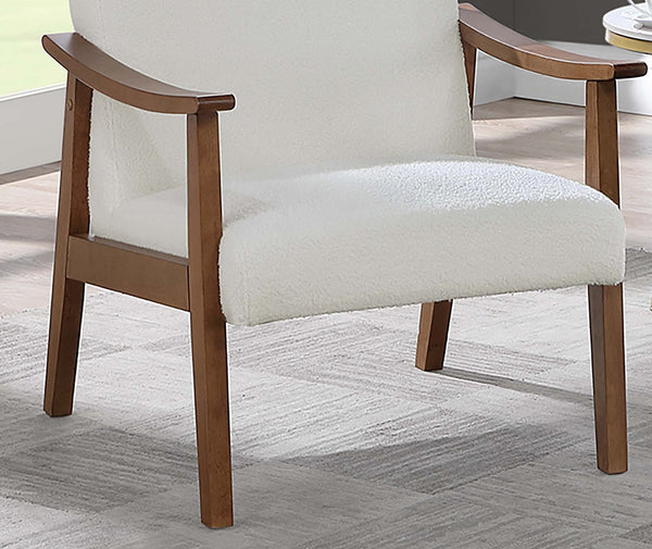 English Elm Stylish Mid-Century Faux Leather Accent Chair with Wooden Frame, Sloped Arms and Padded Seat White 27 L x 13 W x 23 H B011P369875