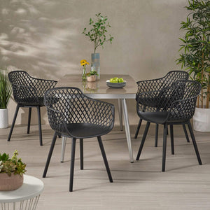 English Elm Christopher Knight Home® - POPPY Weather-Resistant Outdoor Dining Chairs Set of 4 in Black — Durable Polypropylene Mesh Design N776P276728B