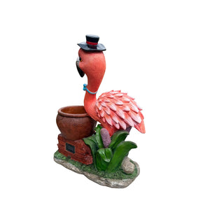 English Elm Outdoor Whimsical Flamingo Resin Planter Sculpted Garden Statue for Porch Decor W5398P454682