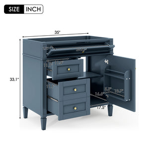 English Elm 36'' Modern Bathroom Vanity Cabinet With Solid Wood Frame, 2 Drawers, Tip-Out For Storage Needs N710P256582M