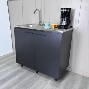 English Elm Napoles 2 Utility Sink Cabinet With Stainless Steel Top & Interior Shelf For Organized Spaces B070S00169