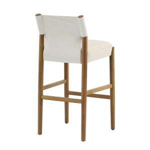 English Elm Christopher Knight Home® - 28.5'', Solid Wood Bar Stool Set of 2 with White Polyester Cushion, 28.5'' Counter Height Modern Rustic Appeal N780P271400W