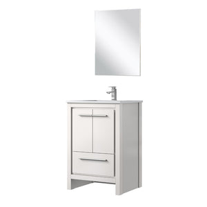 English Elm White Bath Vanity Set With Cultured Marble Top, Chrome Faucet, And 18" Mirror For Small Spaces B2731S02039-GIGA