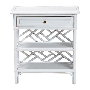 English Elm Bohemian Woven Rattan Nightstand with Geometric Drawer for Organic Bedroom Styling B2750P467857