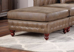 English Elm Dark Coffee Breathable Leatherette 3-Piece Sectional Set With Reversible Loveseats & Ottoman Comfort B011S01329