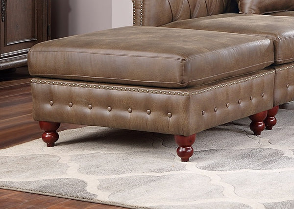 English Elm Dark Coffee Breathable Leatherette 3-Piece Sectional Set With Reversible Loveseats & Ottoman Comfort B011S01329