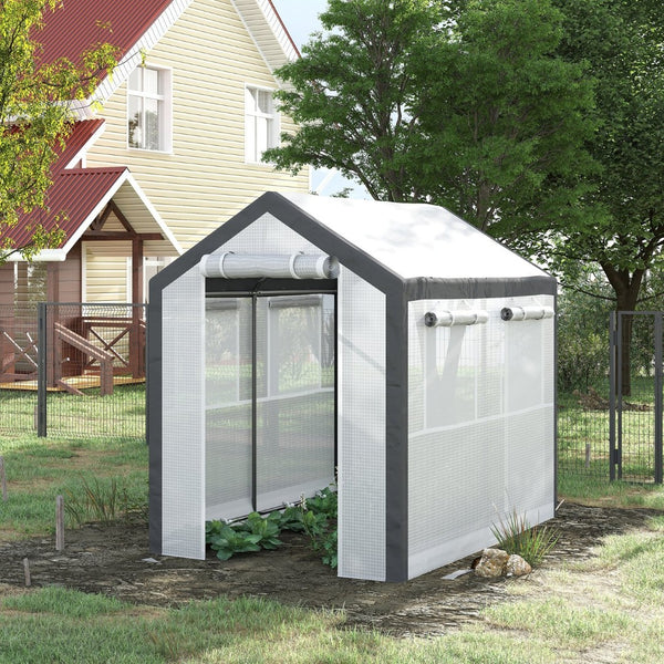 English Elm Outsunny Walk-in Garden Greenhouse Steel Frame Uv Cover 18 Shelf Ventilated Growing Space W2225P229112