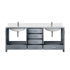 English Elm Dark Grey 80" Double Bath Vanity with White Quartz Top, Soft-Close Drawers, Chrome Faucet Set B2731P259128