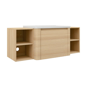 English Elm 52'' Wall-Mounted Vanity with White Ceramic Sink, Soft-Close Door, Plywood Shelves & Rounded Edges Ameican White Oak W999S00486
