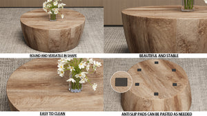 English Elm 29.53" Mid-Century Modern Coffee Table Set With 2 Pu Chairs For Stylish Living & Dining Spaces W2189S00505