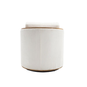 English Elm Corduroy Swivel Barrel Chair with Sturdy Wood Frame & Metal 360° Base, Plush Corduroy Comfort Pop Beige W395P220270