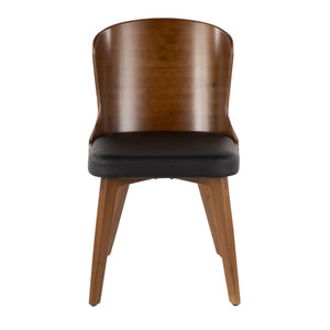 English Elm Bocello Mid-century Accent Chair Bamboo Slatted Back Faux Leather Seat Walnut Legs B202P223832