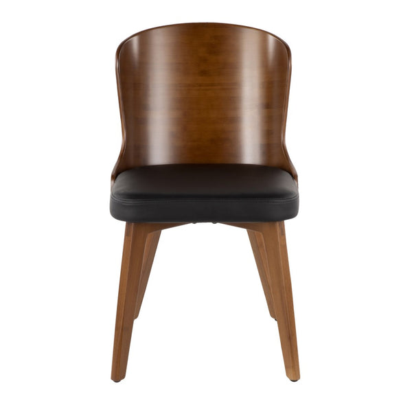 English Elm Bocello Mid-century Accent Chair Bamboo Slatted Back Faux Leather Seat Walnut Legs B202P223832