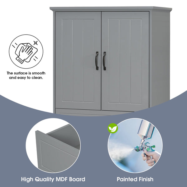 English Elm Christopher Knight Home® - Bathroom Storage Cabinet with Doors Drawer & Dual Laundry Baskets, MDF Build, Adjustable Shelf, Anti-Tip Device Grey N759P243350E