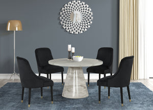 English Elm Contemporary Velvet Upholstered Rounded Back Dining Chairs with Gold Accent Legs Set of 2, Elegant Comfort Black 30.12 L x 24.22 W x 22.25 H B011P290547