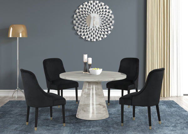 English Elm Contemporary Velvet Upholstered Rounded Back Dining Chairs with Gold Accent Legs Set of 2, Elegant Comfort Black 30.12 L x 24.22 W x 22.25 H B011P290547