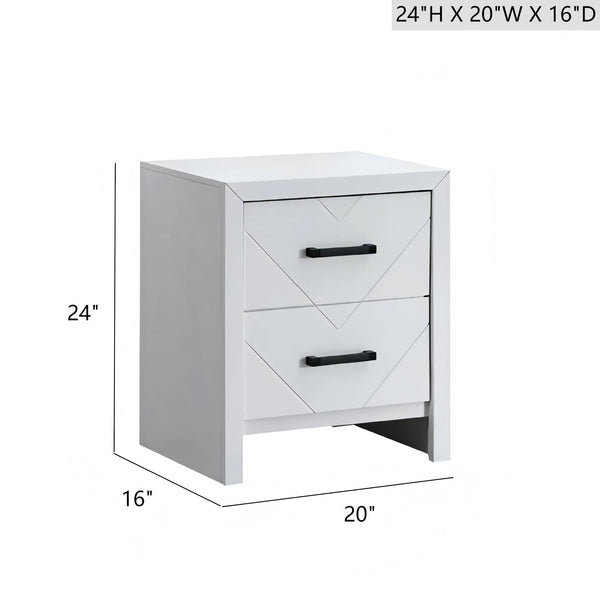 English Elm Morris 2-Drawer Nightstand with V-Shape Embossed Fronts, Dovetailed Drawers & Removable Handles White 27.8 L x 22.13 W x 18.9 H B078P408785