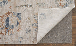 Feizy Rugs Pasha Vibrant Floral Distressed Rug – Soft, Stain-resistant Polyester For Eclectic Home Styling Taupe,Ivory,Blue Polyester Pas39m9fbgeblue70