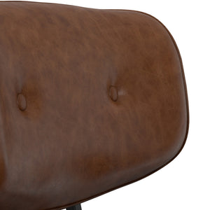 English Elm Dax Bentwood Office Chair Tan Vegan Leather Upholstered Swivel, Tufted Padded Seat, Adjustable Height B136P203491