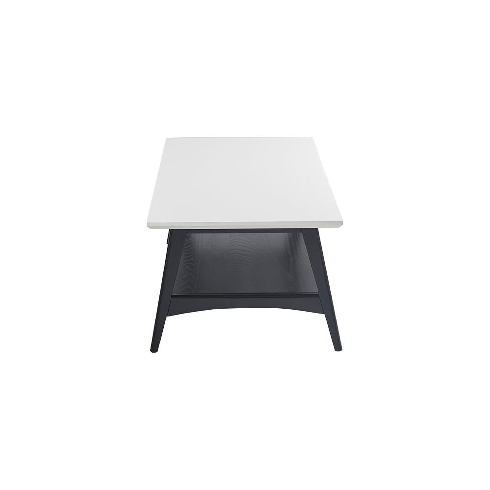 JLA Home Madison Park - Coffee Two-Tone Mid-Century Coffee Table with Off-White Top, Solid Wood Frame & Lower Shelf Storage MP120-1129