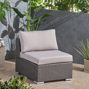 English Elm Christopher Knight Home® - SANTA Rosa Armless Outdoor Chair with Aluminum Frame, Water-Resistant Cushion, Wicker Design, 33"D x 25"W Grey+Silver 57466.00ALUGRY