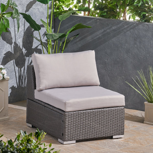 English Elm Christopher Knight Home® - SANTA Rosa Armless Outdoor Chair with Aluminum Frame, Water-Resistant Cushion, Wicker Design, 33"D x 25"W Grey+Silver 57466.00ALUGRY