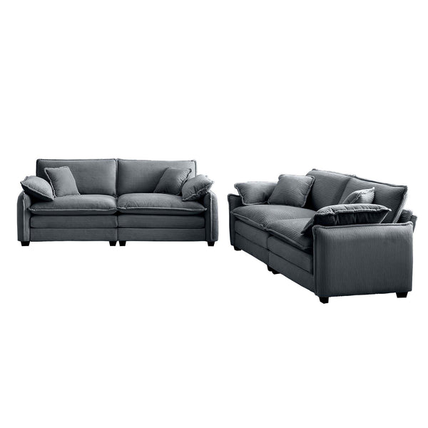 English Elm Modern Two-Piece Corduroy Sofa Set - Stylish 2-Seater Design For Living Room & Bedroom Comfort W714S00752