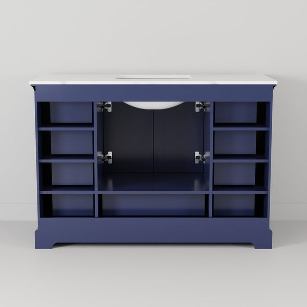 English Elm Navy Blue Single Bath Vanity With Cultured Marble Top, Faucet Set & Elegant Storage Design 48"X22" B2731P258360