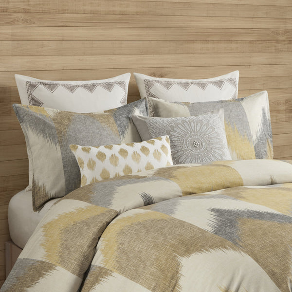 English Elm Full/Queen Alpine Duvet Cover Mini Set — 200TC Cotton Ikat Chevron, OEKO‑TEX, Antimicrobial, Button Closure B03596520