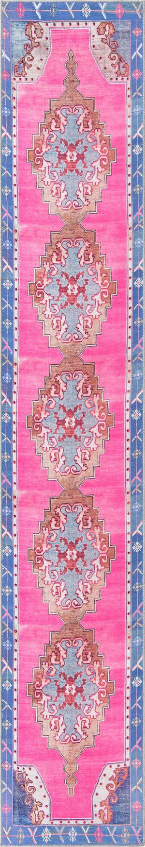 Unique Loom Timeless Thomas Machine Made Medallion Rug Fuchsia, Violet/Red/Ivory/Black/Brown 2' 6" x 14' 1"