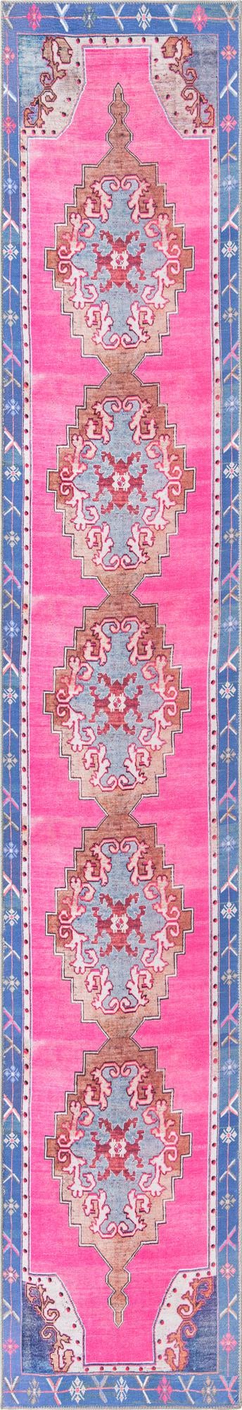 Unique Loom Timeless Thomas Machine Made Medallion Rug Fuchsia, Violet/Red/Ivory/Black/Brown 2' 6" x 14' 1"