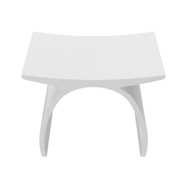 English Elm 16.5 Inch Stone Resin Arched Bath Stool Sculptural Matte Spa Grade Shower Accent W1613P501654