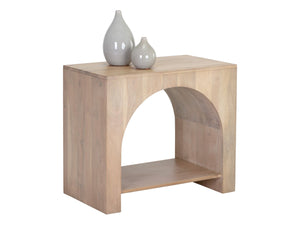Sunpan SALMA Side Table - Elegant Arched Design in Whitewashed Solid Acacia for Modern Living Spaces 110156