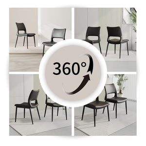 English Elm Modern Pu Leather Dining Chair Set with Ergonomic Backrest and Powder Coated Metal Frame Black Pu W1727P426737