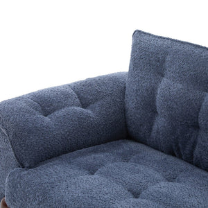 English Elm 83.5 In. Three Seat Boucle Sofa with Looped Texture and Lumbar Support for Living Rooms Navy Blue N773IS00096N
