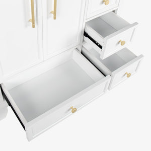 English Elm 35.6" Freestanding Bathroom Vanity with Roman Column Base and Ceramic Integrated Sink White W1801S00003