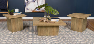 English Elm Square Engineered Wood Cocktail Table Matte Black Pedestal Base Modern Living Room B016P469815