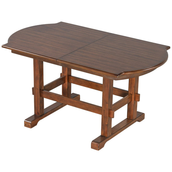 English Elm Topmax Extendable Rubberwood Dining Set Trestle Table Bench Four Upholstered Chairs N717S000090P