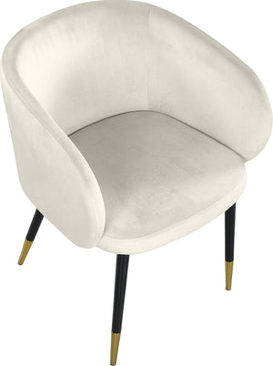 English Elm 1pc Velvet Barrel Back Accent Chair Gold Nailhead Trim Glamorous Curved Seat Cream B011P496762