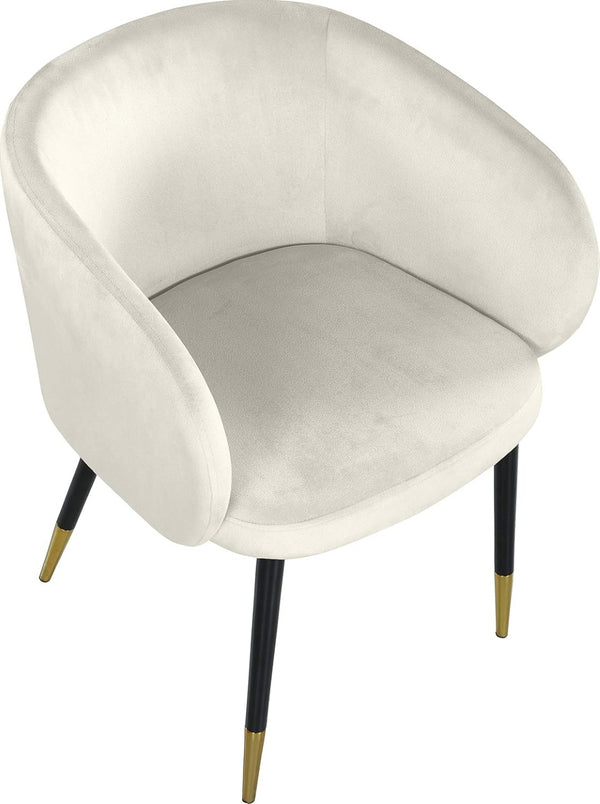English Elm 1pc Velvet Barrel Back Accent Chair Gold Nailhead Trim Glamorous Curved Seat Cream B011P496762