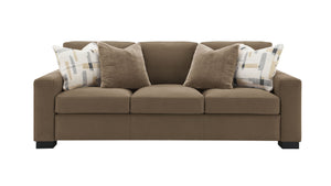 English Elm Darya 3Pcs Suede/Fabric Living Room Set — Beige Brown Multi 1 Chair Swivel, Loveseat & Sofa, Pocket Coil Comfort B2726S00465