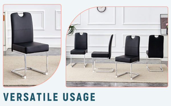 English Elm Set Of 4 Black Ergonomic Dining Chairs With Spring Support - Modern Comfort & Style For Any Space W3226P279080-GIGA