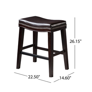 English Elm Christopher Knight Home® - 26" Elegant Saddle Counter Stool Set Of 4 With Nailhead Trim - Dark Brown Pu Upholstery & Sturdy Design 62474.00PU-2