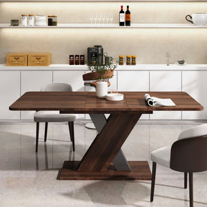 English Elm Multifunctional Extendable Console Dining Table with Geometric X Base Melamine Top W331S00179