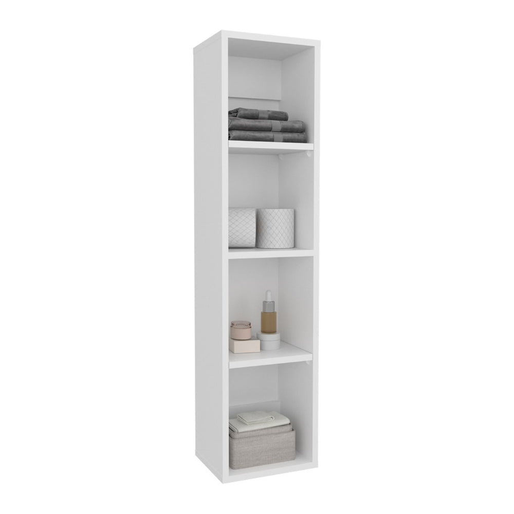 English Elm Tall Slim Wall Mounted Bathroom Organizer with Four Open Shelves for Compact Spaces B070P440886