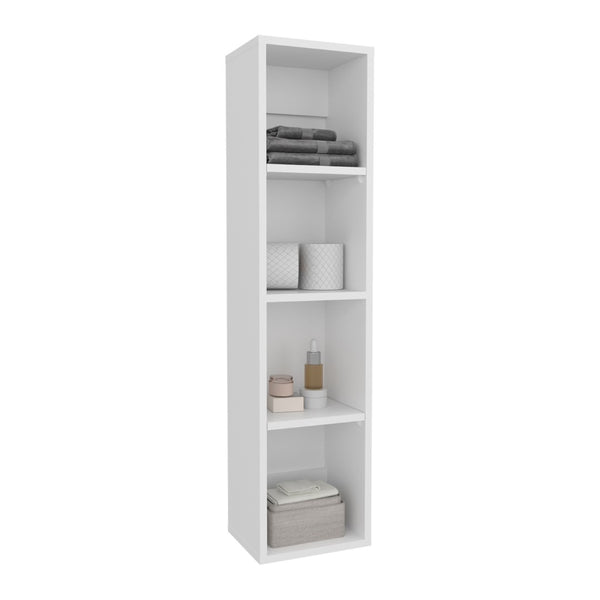 English Elm Tall Slim Wall Mounted Bathroom Organizer with Four Open Shelves for Compact Spaces B070P440886