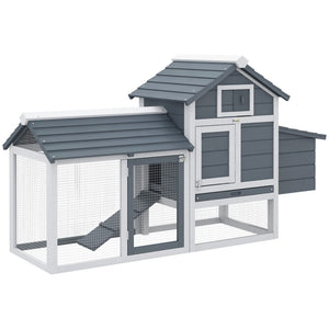 English Elm Pawhut Solid Fir Backyard Chicken Coop with Nesting Box Run and Sliding Tray White W2225P229286
