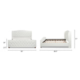 English Elm Fontana Wingback Upholstered Platform Bed Frame, King, Antique White Polyester