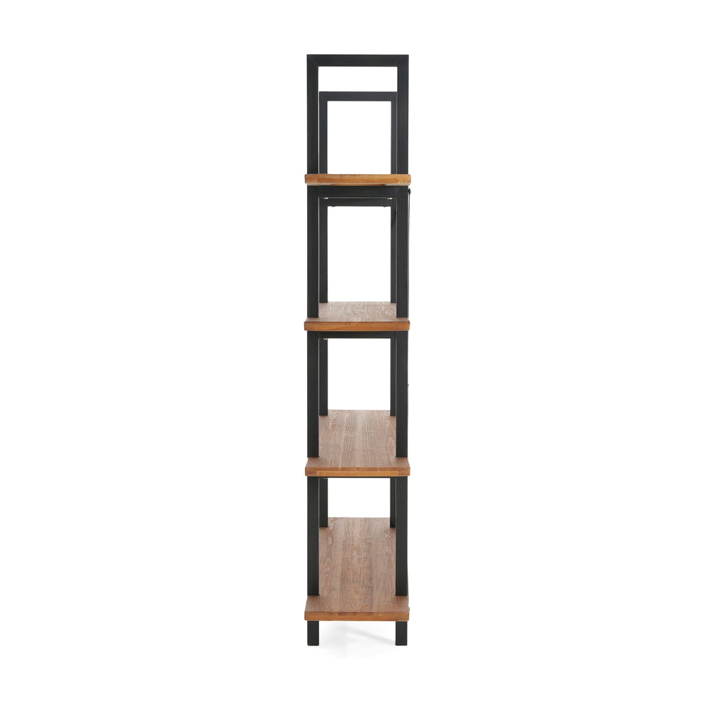 English Elm Christopher Knight Home® - BOOKCASE Industrial Antique Black Metal & Firwood Etagere Bookshelf with X-Frame Iron Support, 79.25"L N771P239470G