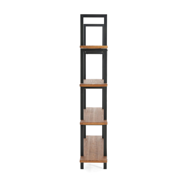 English Elm Christopher Knight Home® - BOOKCASE Industrial Antique Black Metal & Firwood Etagere Bookshelf with X-Frame Iron Support, 79.25"L N771P239470G